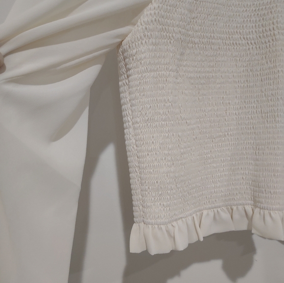 Quince long sleeved cream blouse, zippered back, sheer sleeves - M - Picture 6 of 12